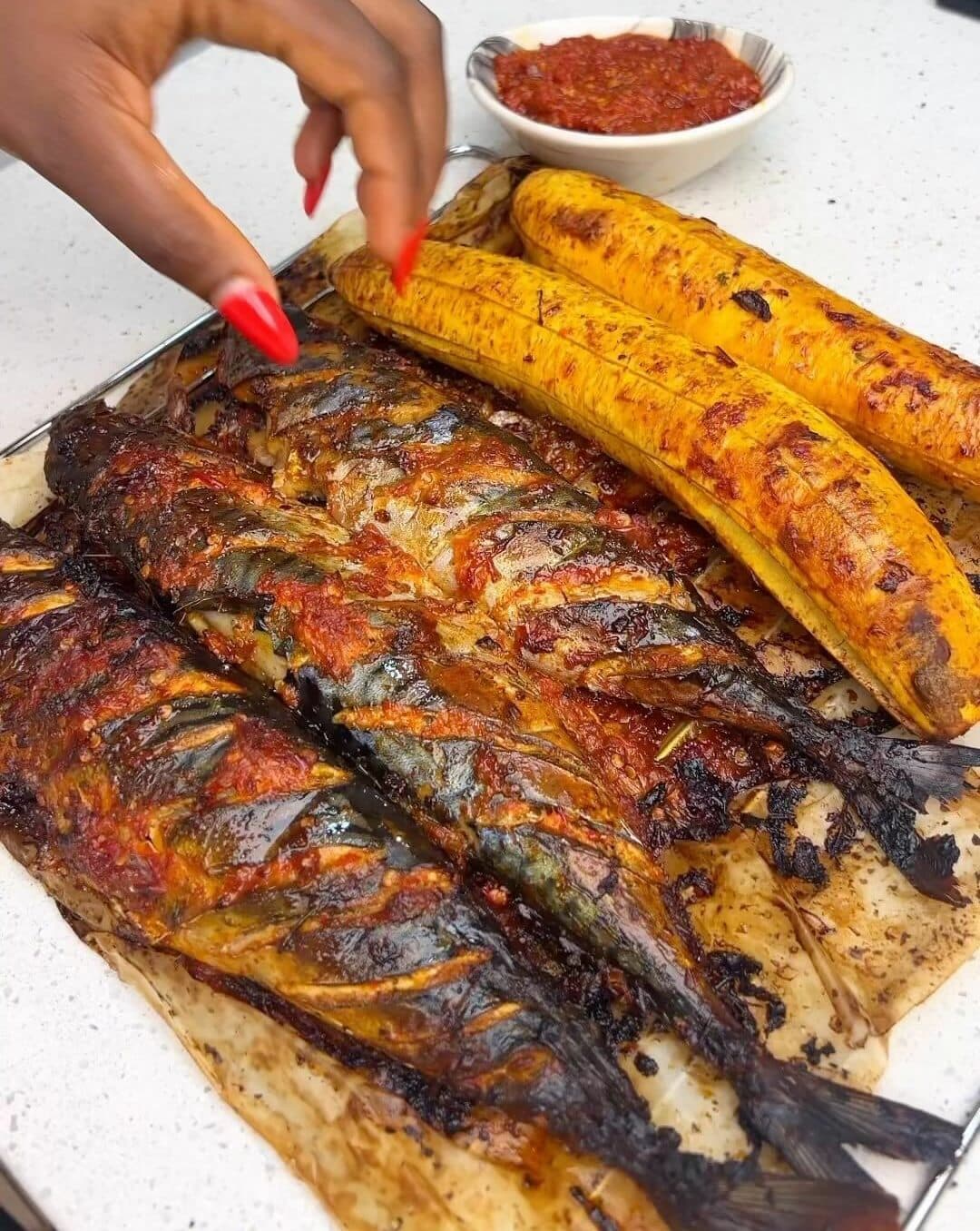 Bole with grilled fish